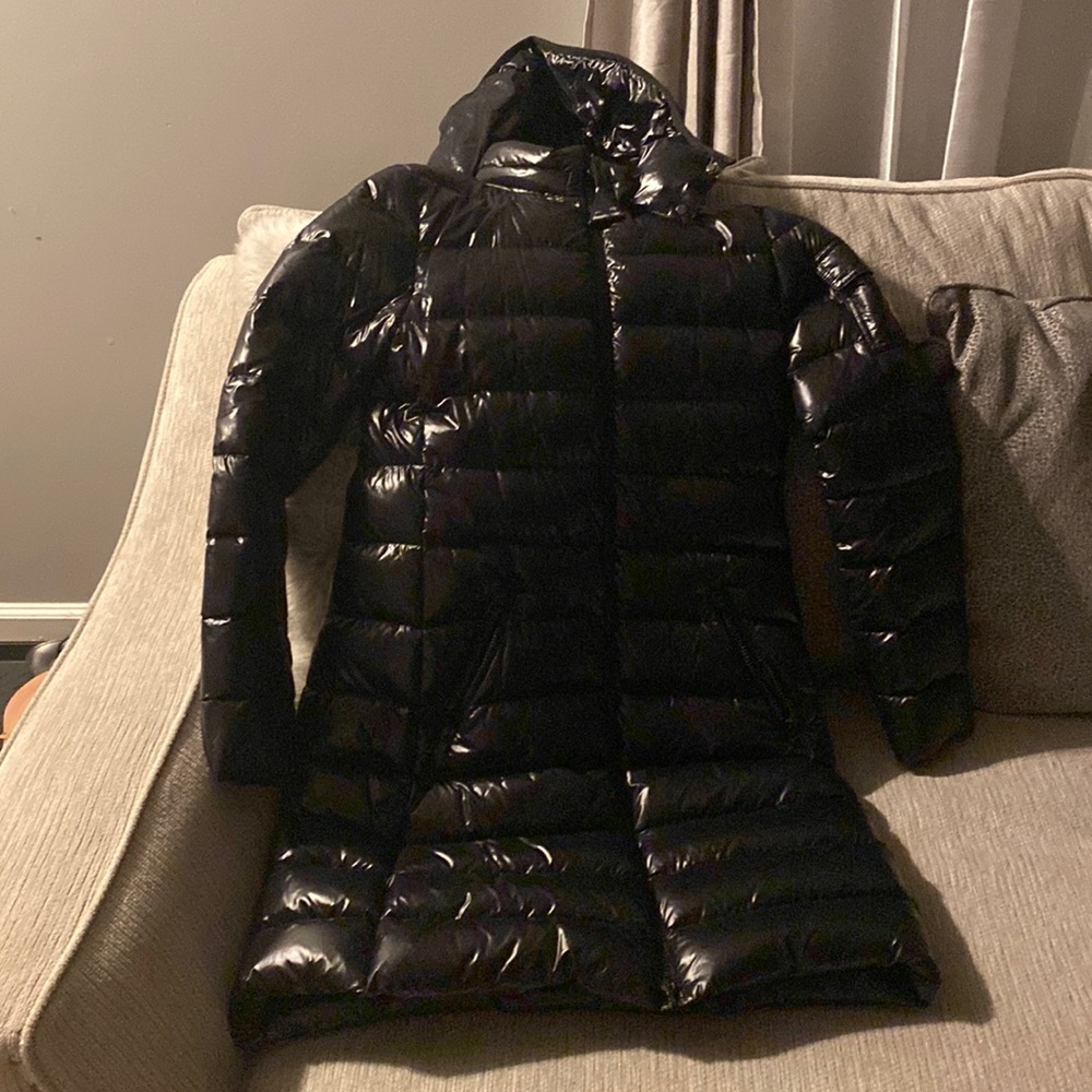 Girls Size 14 Moncler  coat. Gently used. In almost perfect condition. Black.